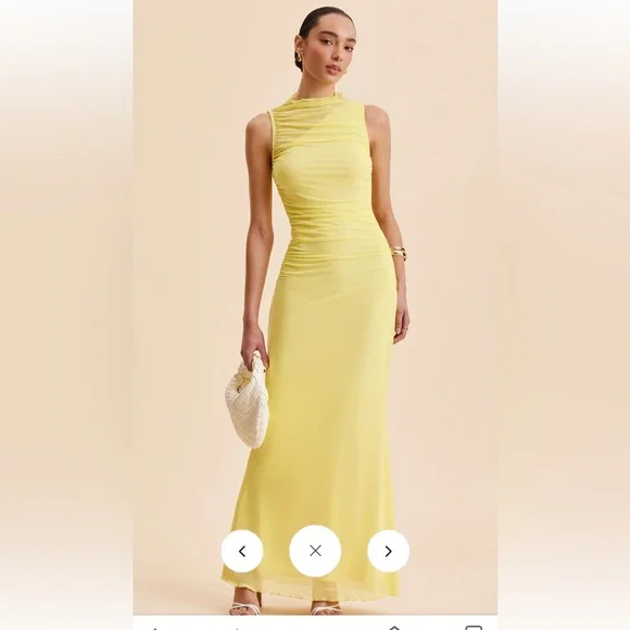 Commense Yellow Sleeveless Ruched Maxi Dress - Picture 4 of 7